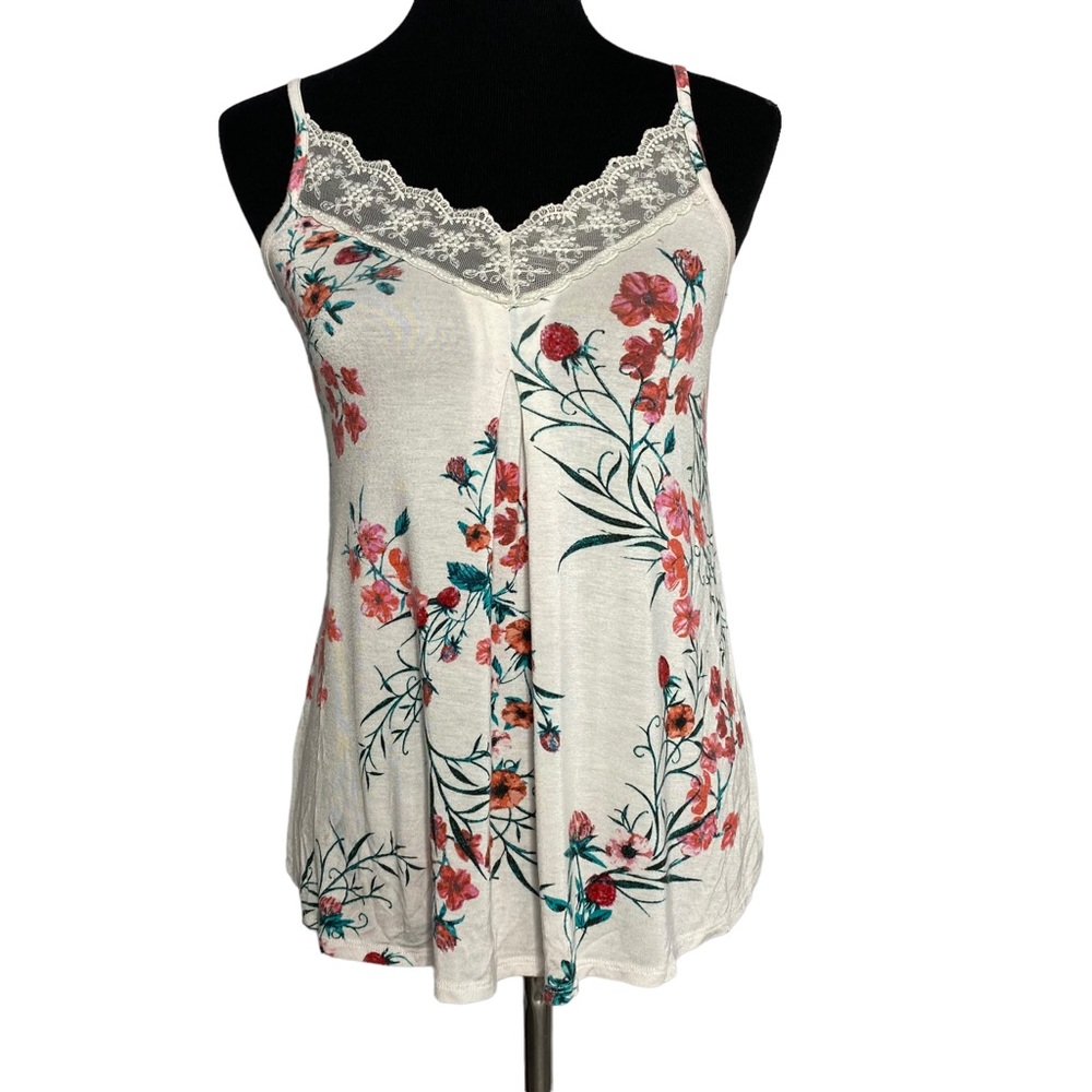 Self Esteem Tank Top Large Floral Lace